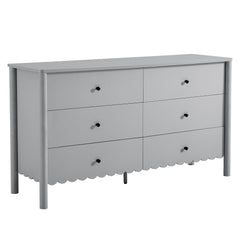Emmeline Light Gray Scalloped 6-Drawer Dresser - Ornate Home
