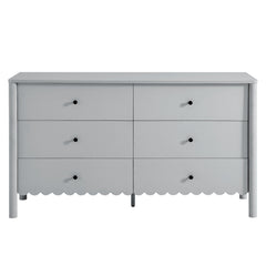 Emmeline Light Gray Scalloped 6-Drawer Dresser - Ornate Home