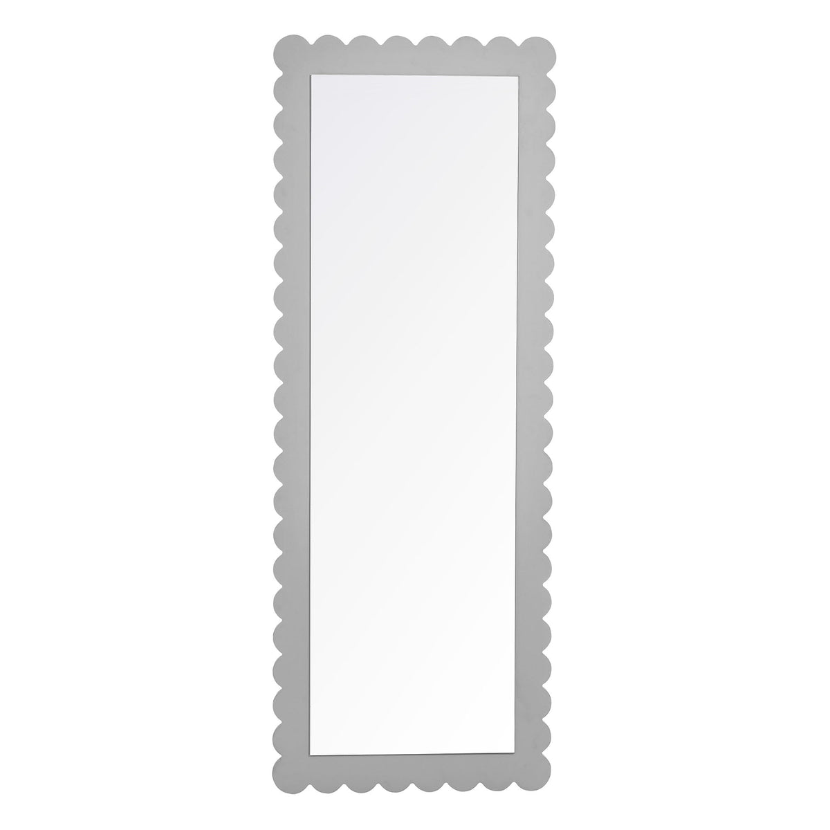 Emmeline Light Gray Scalloped Rectangle Floor Mirror - Ornate Home