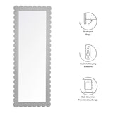 Emmeline Light Gray Scalloped Rectangle Floor Mirror - Ornate Home