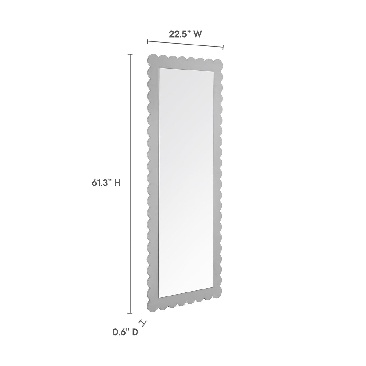 Emmeline Light Gray Scalloped Rectangle Floor Mirror - Ornate Home