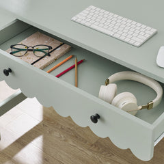 Emmeline Sage 1-Drawer Scallop Writing Desk - Ornate Home