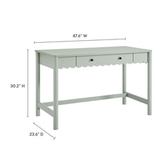 Emmeline Sage 1-Drawer Scallop Writing Desk - Ornate Home