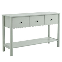 Emmeline Sage 3-Drawer Scalloped Console Table - Ornate Home