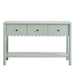 Emmeline Sage 3-Drawer Scalloped Console Table - Ornate Home