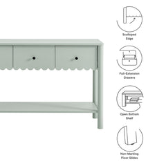 Emmeline Sage 3-Drawer Scalloped Console Table - Ornate Home
