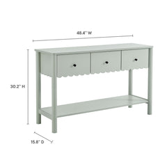 Emmeline Sage 3-Drawer Scalloped Console Table - Ornate Home