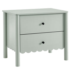 Emmeline Sage Scalloped 2-Drawer Nightstand - Ornate Home