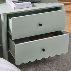 Emmeline Sage Scalloped 2-Drawer Nightstand - Ornate Home