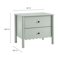Emmeline Sage Scalloped 2-Drawer Nightstand - Ornate Home
