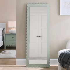 Emmeline Sage Scalloped Rectangle Floor Mirror - Ornate Home