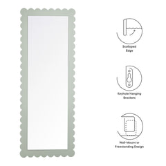 Emmeline Sage Scalloped Rectangle Floor Mirror - Ornate Home