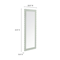 Emmeline Sage Scalloped Rectangle Floor Mirror - Ornate Home