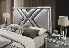 Emmeline Silver 5 Pc. Queen Bedroom Set w/ Night Stand - Ornate Home