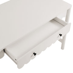 Emmeline White 1-Drawer Scallop Writing Desk - Ornate Home
