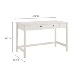 Emmeline White 1-Drawer Scallop Writing Desk - Ornate Home