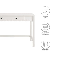 Emmeline White 1-Drawer Scallop Writing Desk - Ornate Home