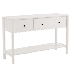 Emmeline White 3-Drawer Scalloped Console Table - Ornate Home