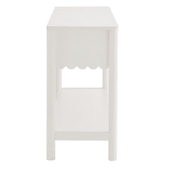 Emmeline White 3-Drawer Scalloped Console Table - Ornate Home