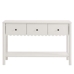 Emmeline White 3-Drawer Scalloped Console Table - Ornate Home