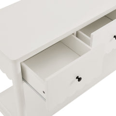 Emmeline White 3-Drawer Scalloped Console Table - Ornate Home