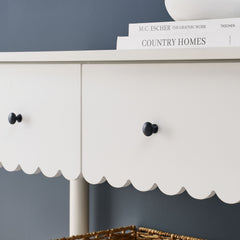 Emmeline White 3-Drawer Scalloped Console Table - Ornate Home