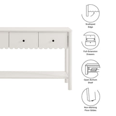 Emmeline White 3-Drawer Scalloped Console Table - Ornate Home