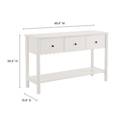 Emmeline White 3-Drawer Scalloped Console Table - Ornate Home