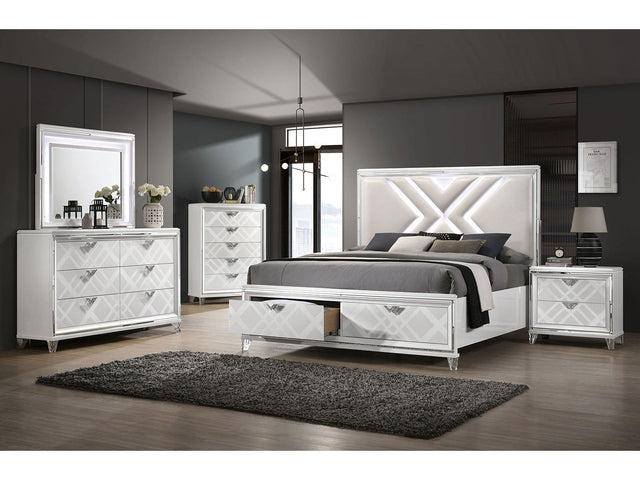 Emmeline White 4 Pc Queen Bedroom Set - Ornate Home