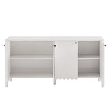 Emmeline White 66" 4-Door Scalloped Sideboard Cabinet - Ornate Home
