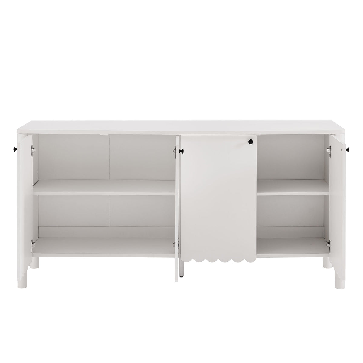 Emmeline White 66" 4-Door Scalloped Sideboard Cabinet - Ornate Home