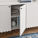Emmeline White 66" 4-Door Scalloped Sideboard Cabinet - Ornate Home