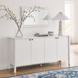 Emmeline White 66" 4-Door Scalloped Sideboard Cabinet - Ornate Home