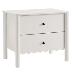 Emmeline White Scalloped 2-Drawer Nightstand - Ornate Home