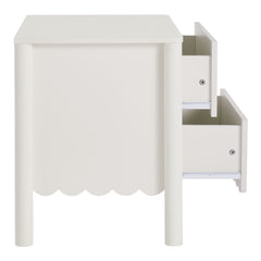 Emmeline White Scalloped 2-Drawer Nightstand - Ornate Home