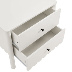 Emmeline White Scalloped 2-Drawer Nightstand - Ornate Home