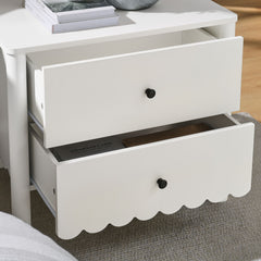 Emmeline White Scalloped 2-Drawer Nightstand - Ornate Home