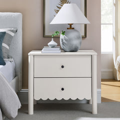 Emmeline White Scalloped 2-Drawer Nightstand - Ornate Home