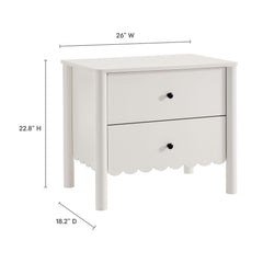 Emmeline White Scalloped 2-Drawer Nightstand - Ornate Home