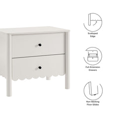 Emmeline White Scalloped 2-Drawer Nightstand - Ornate Home