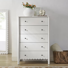 Emmeline White Scalloped 5-Drawer Chest - Ornate Home
