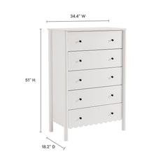 Emmeline White Scalloped 5-Drawer Chest - Ornate Home