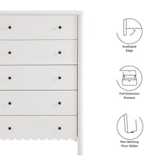 Emmeline White Scalloped 5-Drawer Chest - Ornate Home