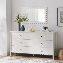 Emmeline White Scalloped 6-Drawer Dresser - Ornate Home