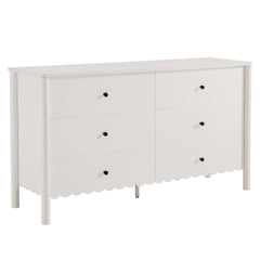 Emmeline White Scalloped 6-Drawer Dresser - Ornate Home
