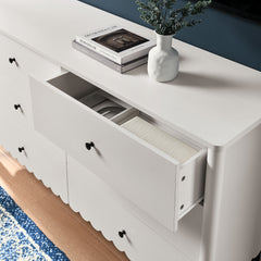 Emmeline White Scalloped 6-Drawer Dresser - Ornate Home