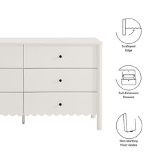 Emmeline White Scalloped 6-Drawer Dresser - Ornate Home