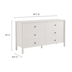 Emmeline White Scalloped 6-Drawer Dresser - Ornate Home