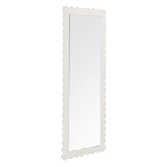 Emmeline White Scalloped Rectangle Floor Mirror - Ornate Home