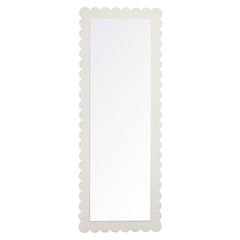 Emmeline White Scalloped Rectangle Floor Mirror - Ornate Home